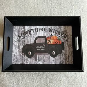 Halloween Tray Boston Warehouse Distressed black pumpkin cat‎ Serving